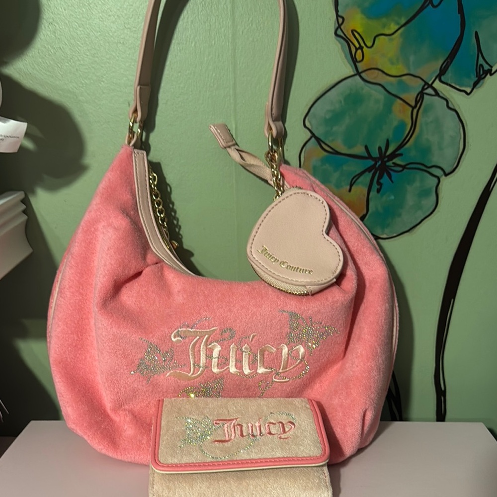 Juicy Couture Pink Hobo Bag and matching wallet